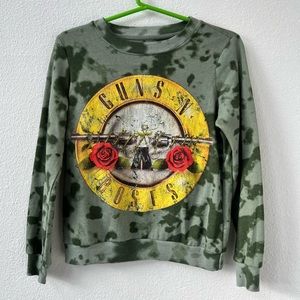 Authentic Guns N’ Roses Green Tie-Dye Long Sleeve Crewneck Rock Band Sweatshirt